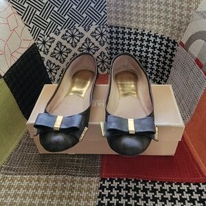 Michael Kors Black Flats with Gold Accents